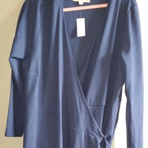Loft Plus Blue Wrap Dress - Size 22